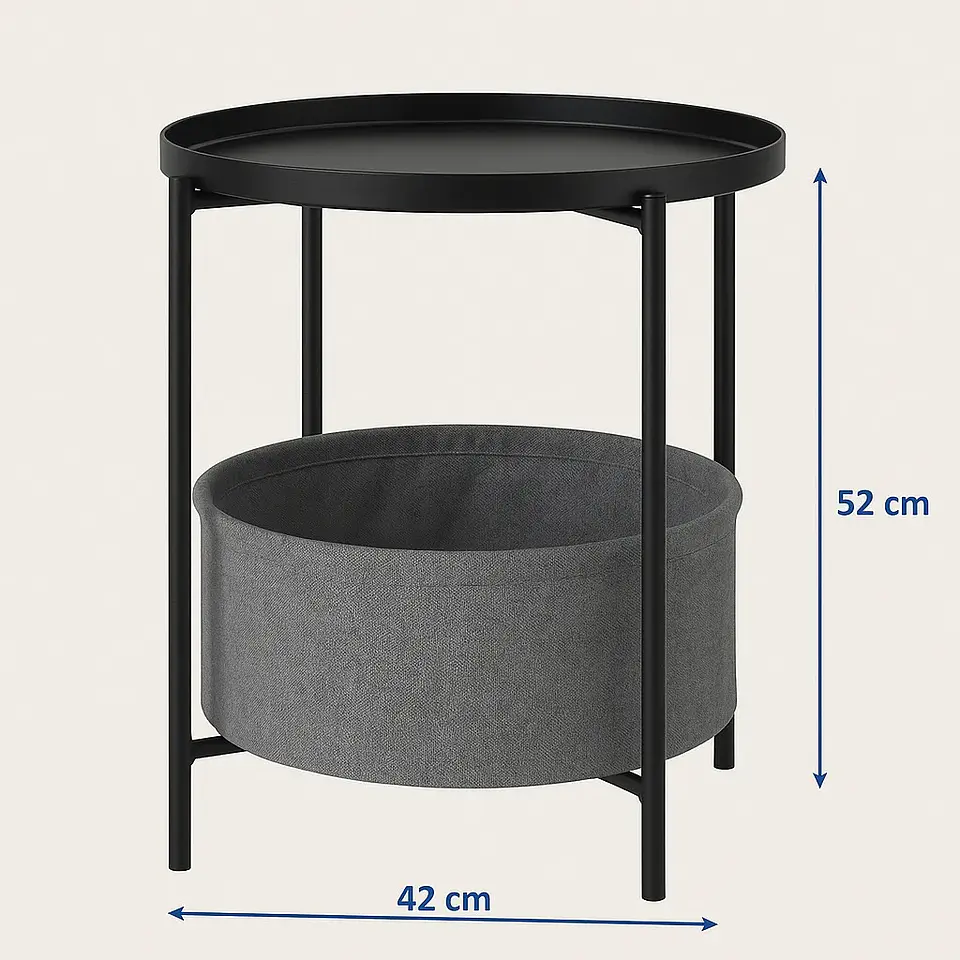 Mesa Lateral Auxiliar 2 Niveles Con Cesta 42x42x52cm 3