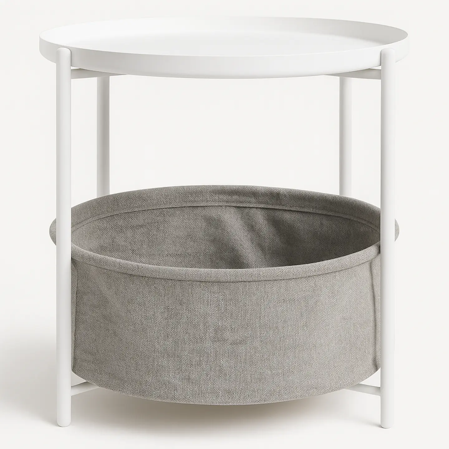 Mesa Lateral Auxiliar 2 Niveles Con Cesta 42x42x52cm 2