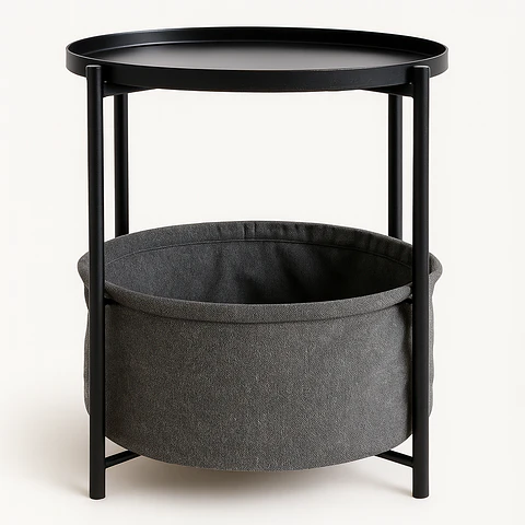 Mesa Lateral Auxiliar 2 Niveles Con Cesta 42x42x52cm