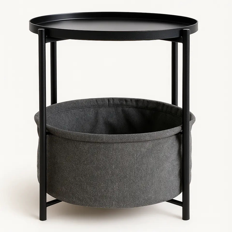 Mesa Lateral Auxiliar 2 Niveles Con Cesta 42x42x52cm 1