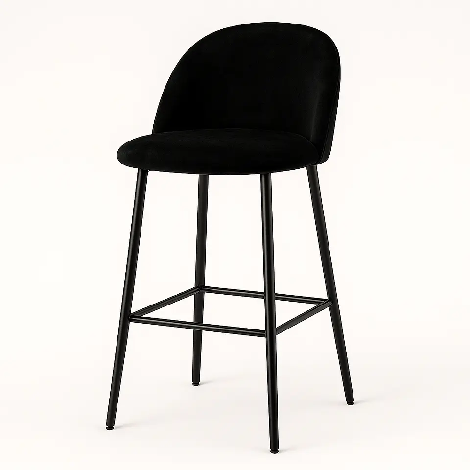 Taburete Berna Velvet Base Negro 65cm 2