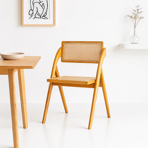 Pack de 2 Sillas Plegables Nature de Madera y Ratán