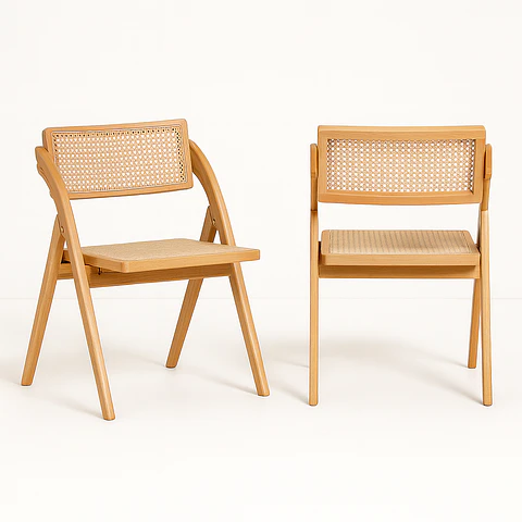 Pack de 2 Sillas Plegables Nature de Madera y Ratán