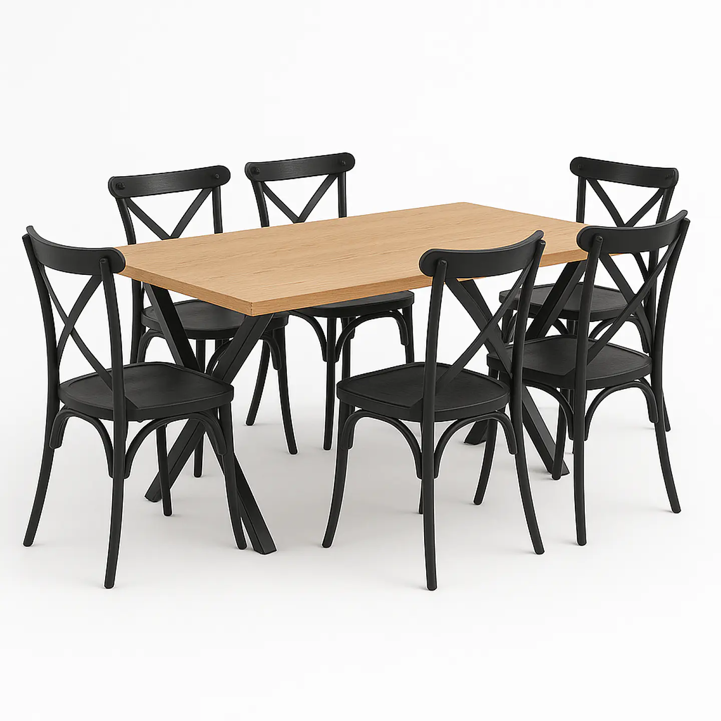 Set Comedor Mesa Xtable Rectangular + Sillas Crossback Basic Negro 1