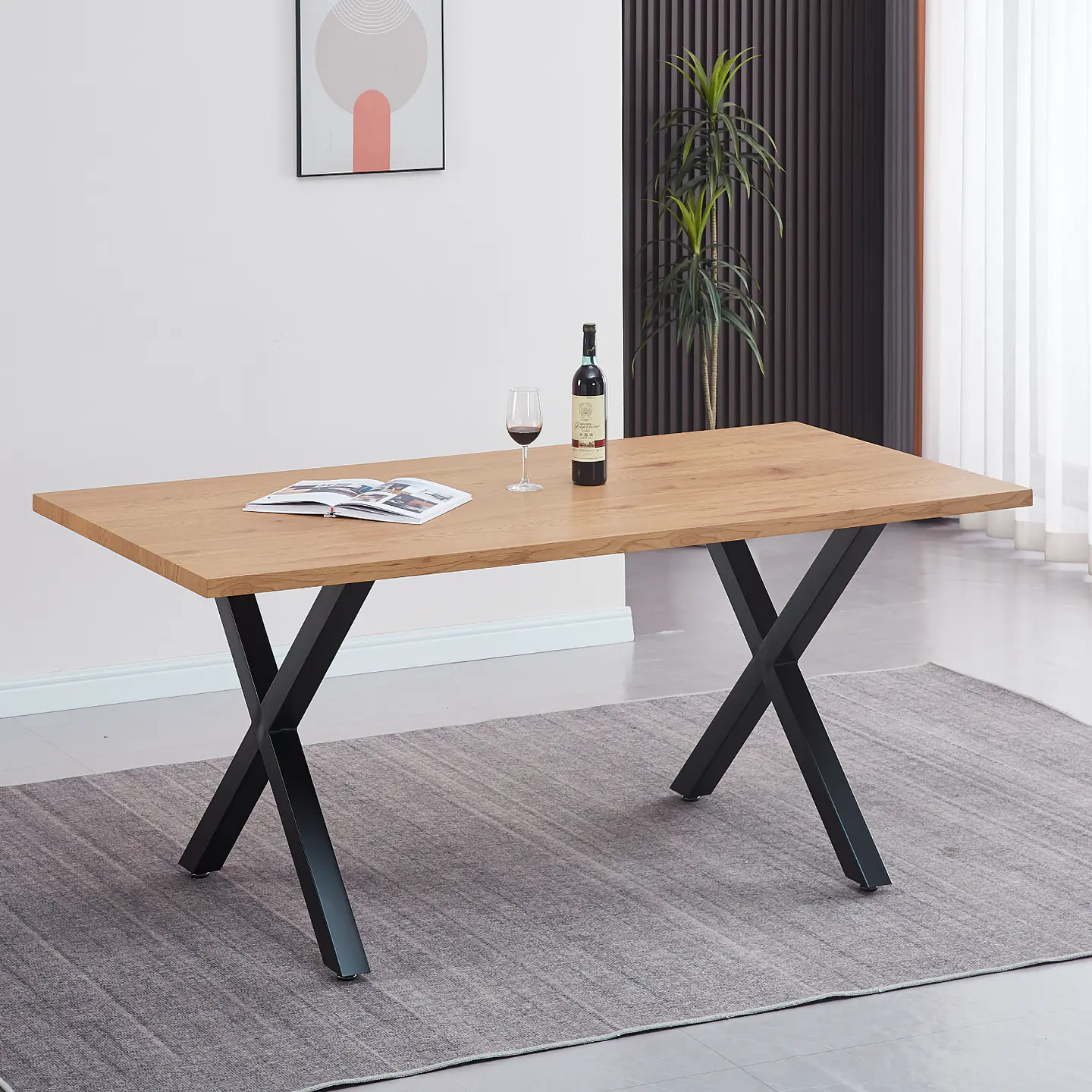 Set Comedor Mesa Xtable Rectangular + Sillas Crossback Basic Negro 8