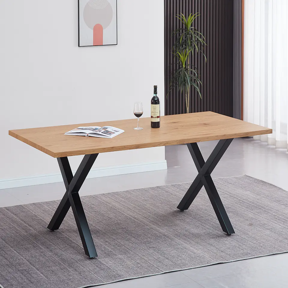 Set Comedor Mesa Xtable Rectangular + Sillas Crossback Basic Negro 8
