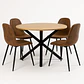 Set Comedor Mesa Ohmioh Redonda + 4 Sillas Eames Ecocuero Café - Miniatura 1