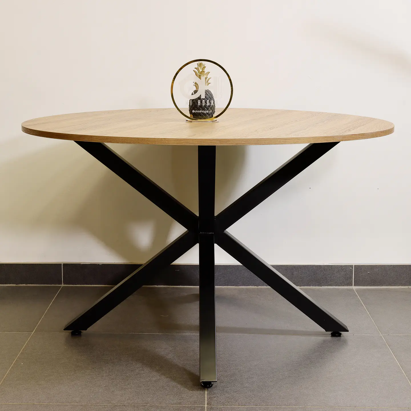 Set Comedor Mesa Ohmioh Redonda + 4 Sillas Windsor Madera 8