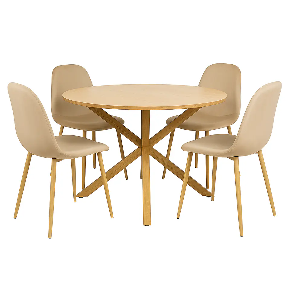 Set Comedor Mesa Ohmioh Redonda + 4 Sillas Eames Velvet 6
