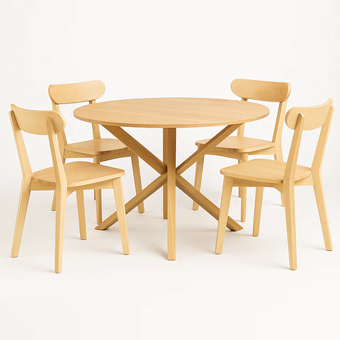 Set Comedor Mesa Ohmioh Redonda + 4 Sillas New Soma