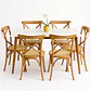 Set Comedor Mesa Rectangular de Cuarzo + Sillas Crossback Madera Natural - Miniatura 1