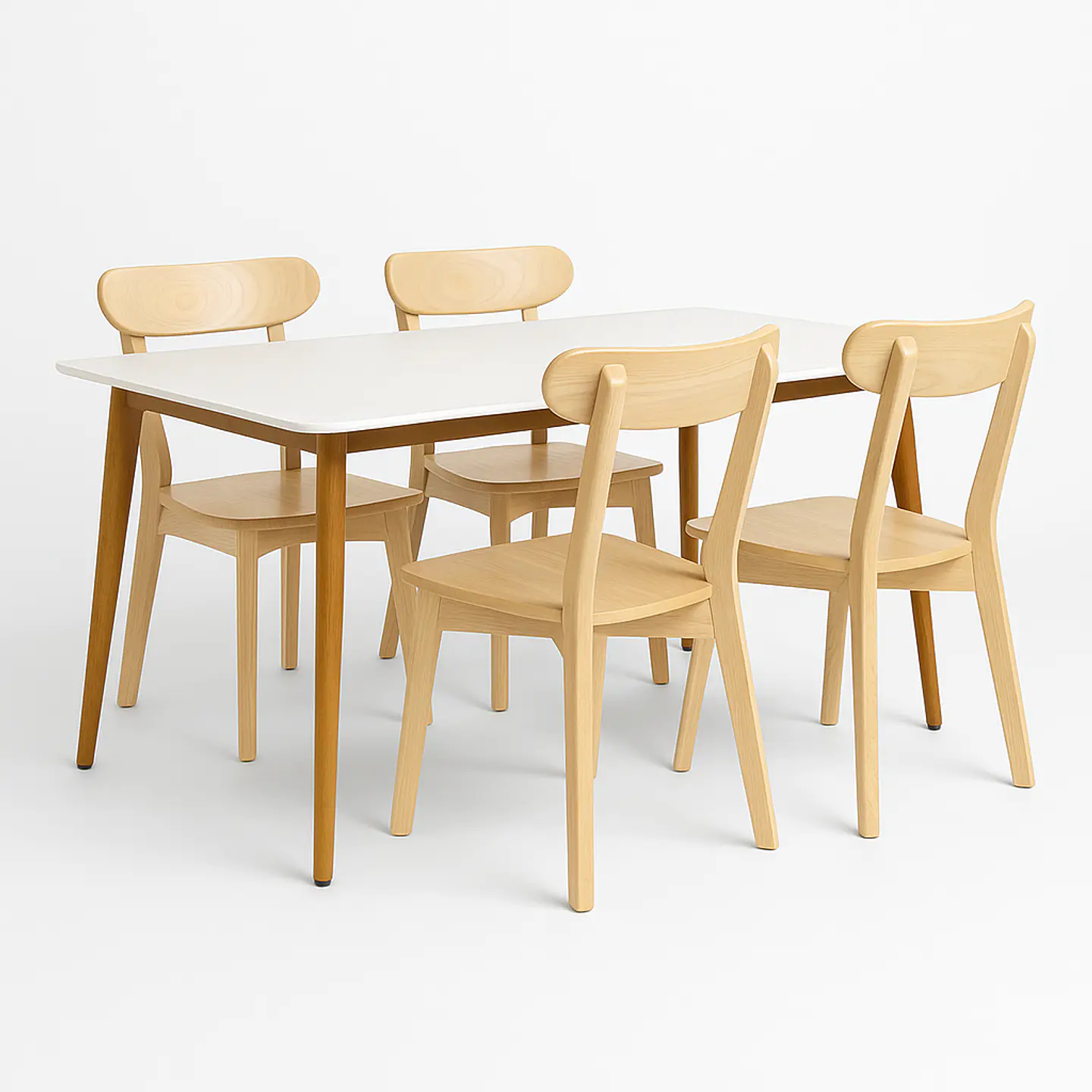 Set Comedor Mesa Rectangular de Cuarzo + Sillas New Soma de Madera Natural 2