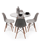 Comedor Redondo Eames Vidrio 80cm + 4 Sillas Eames Clásicas - Miniatura 3