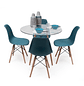 Comedor Redondo Eames Vidrio 80cm + 4 Sillas Eames Clásicas - Miniatura 4