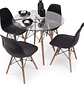 Comedor Redondo Eames Vidrio 80cm + 4 Sillas Eames Clásicas - Miniatura 1