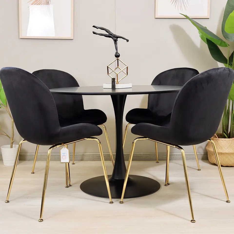 Comedor Redondo Tulip 100cm + 4 Sillas Berta 2