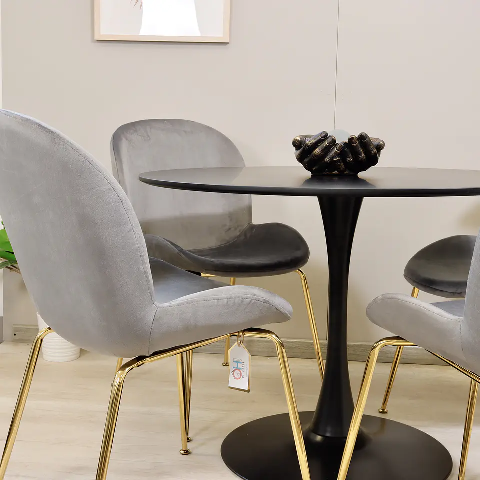 Comedor Redondo Tulip 100cm + 4 Sillas Berta 7
