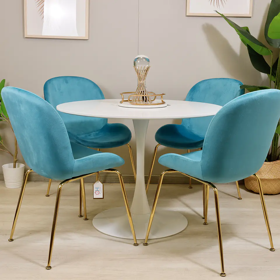 Comedor Redondo Tulip 100cm + 4 Sillas Berta 5