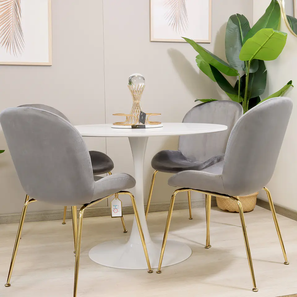 Comedor Redondo Tulip 100cm + 4 Sillas Berta 3