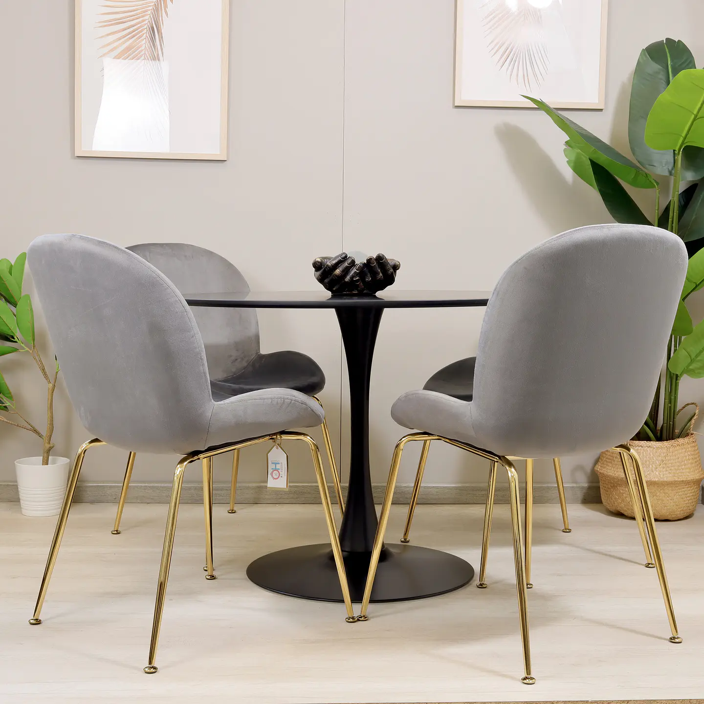 Comedor Redondo Tulip 100cm + 4 Sillas Berta 4