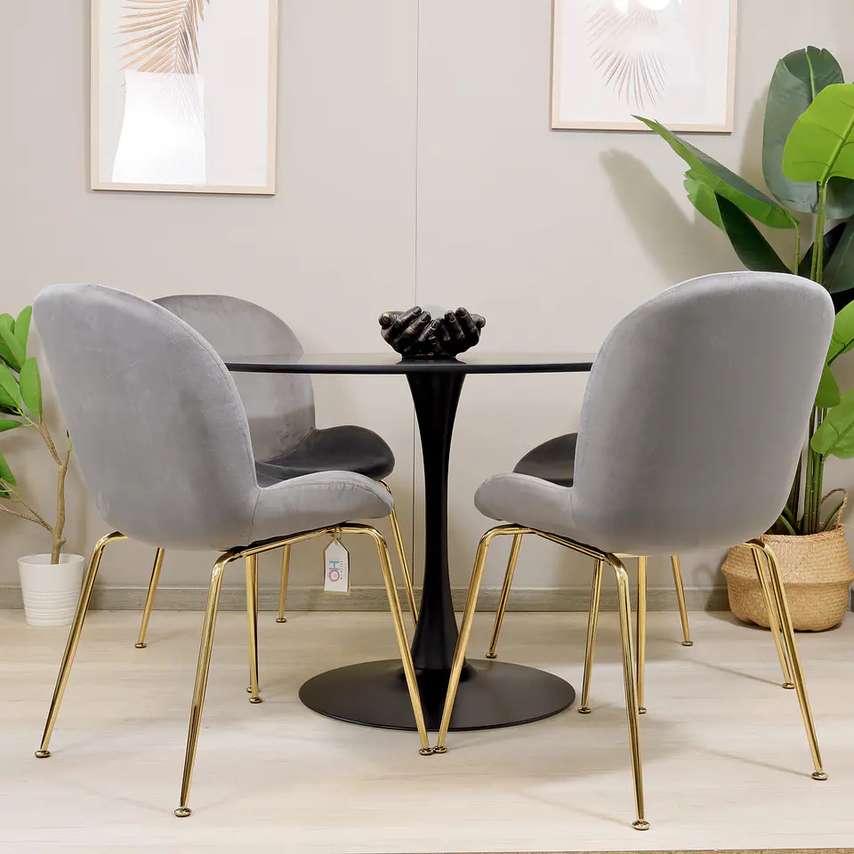 Comedor Redondo Tulip 100cm + 4 Sillas Berta 4
