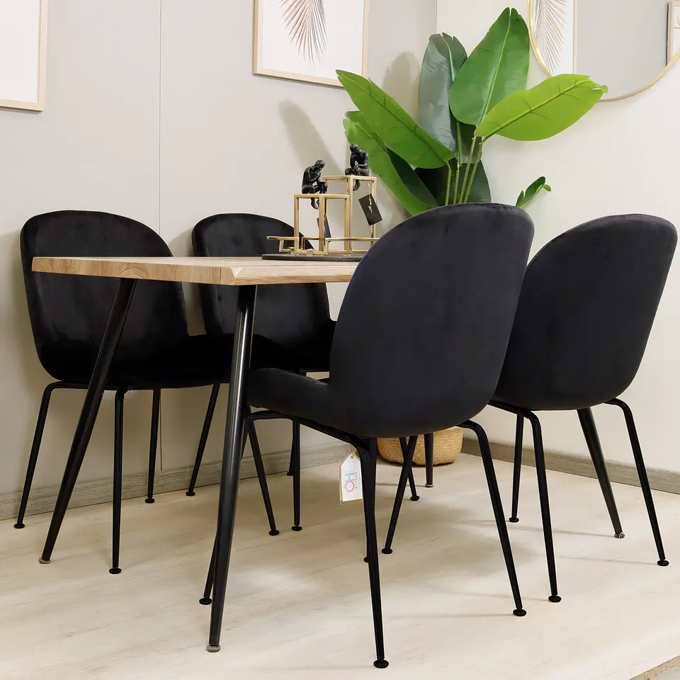 Comedor Rectangular Rusti 140X80cm + 4 Sillas Berta PN  2