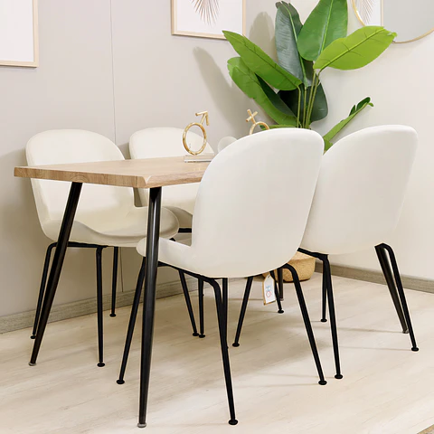 Comedor Rectangular Rusti 140X80cm + 4 Sillas Berta PN 