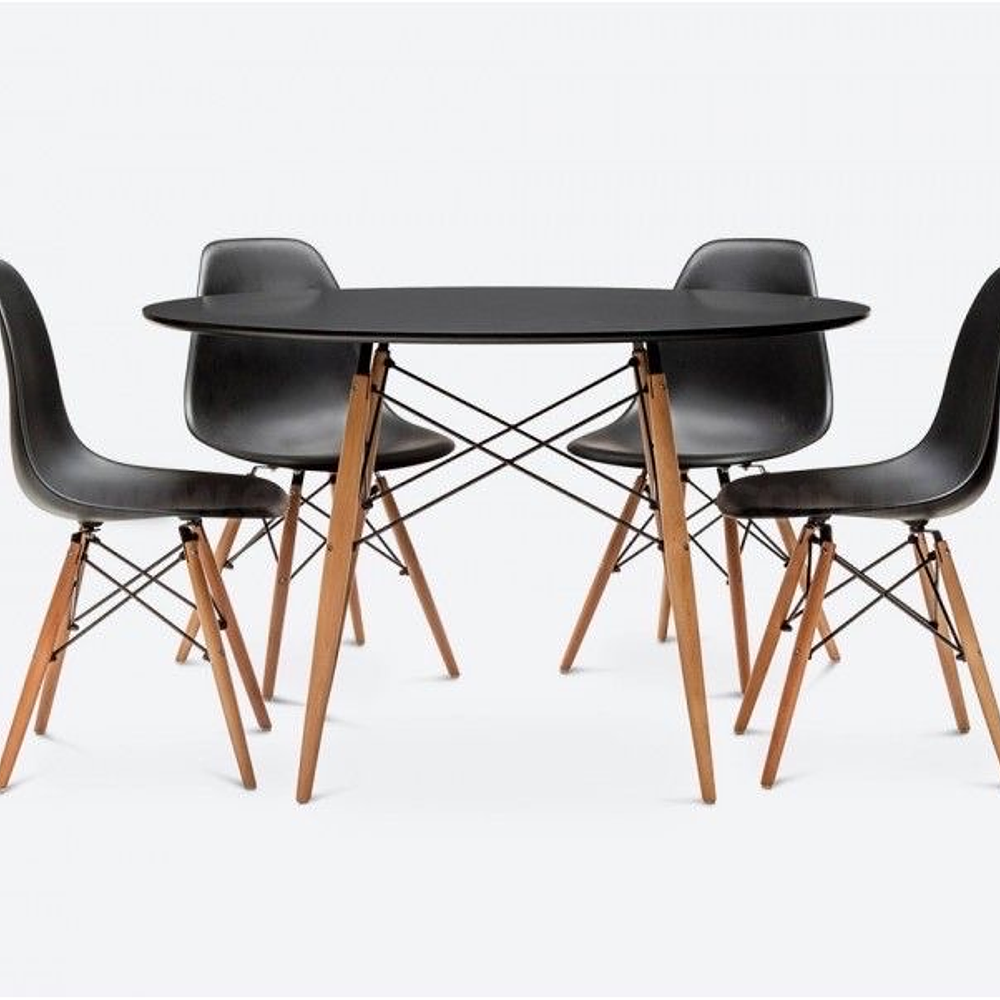 Comedor Redondo Eames 100cm + 4 Sillas Eames Clásicas 2