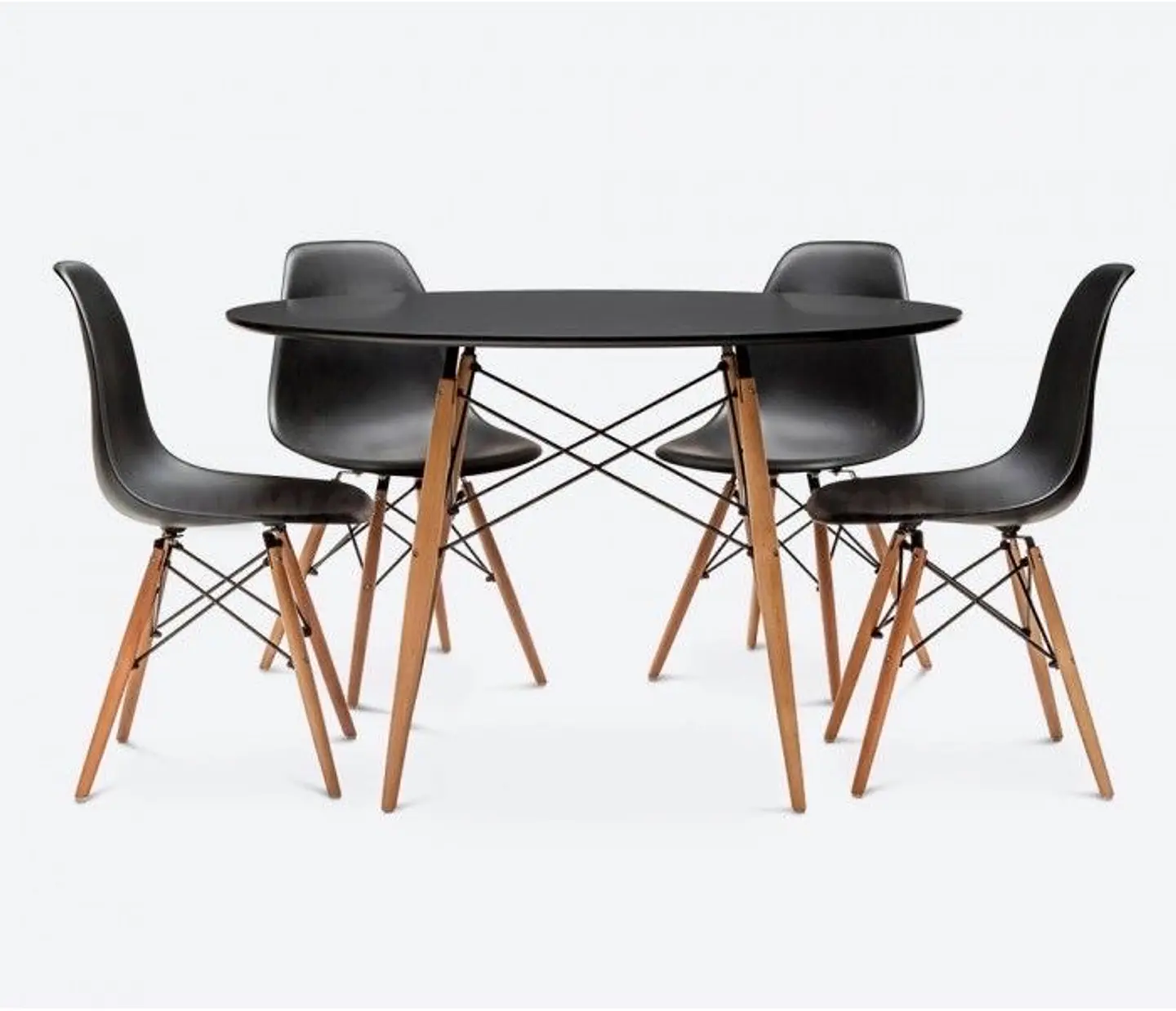 Comedor Redondo Eames 100cm + 4 Sillas Eames Clásicas 2