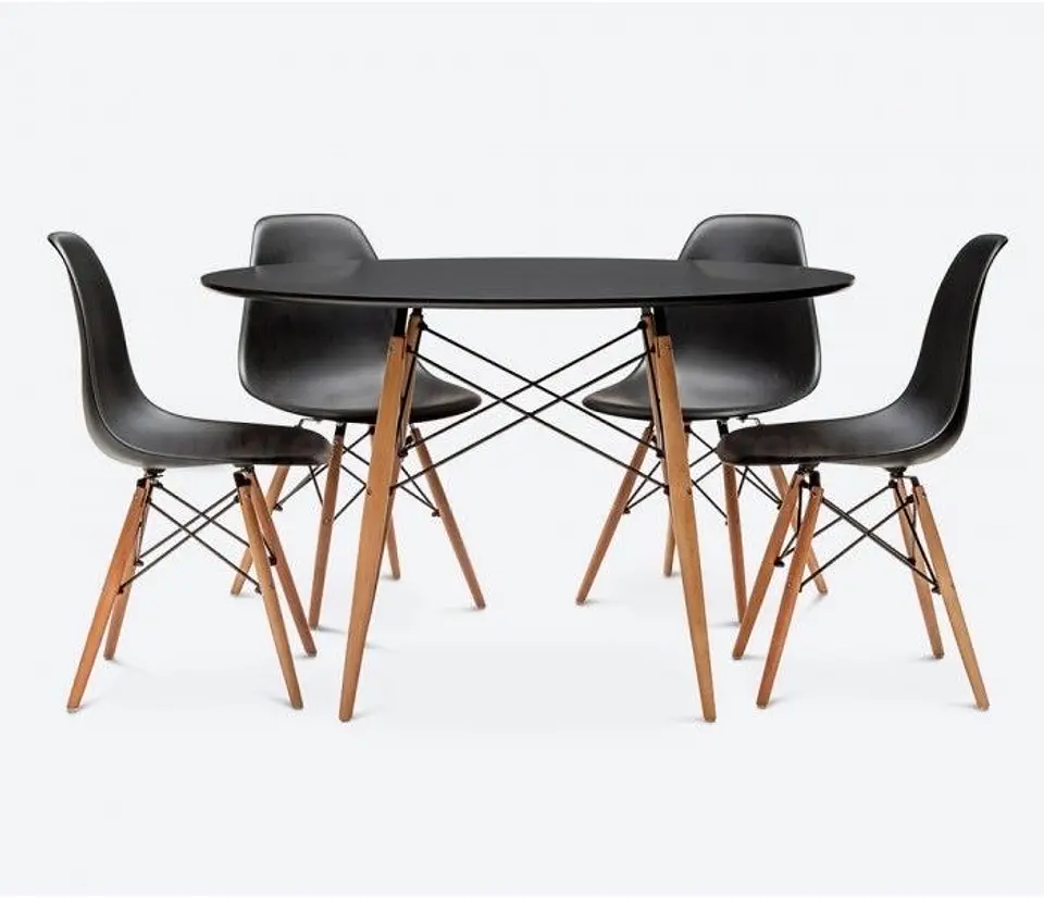 Comedor Redondo Eames 100cm + 4 Sillas Eames Clásicas 2
