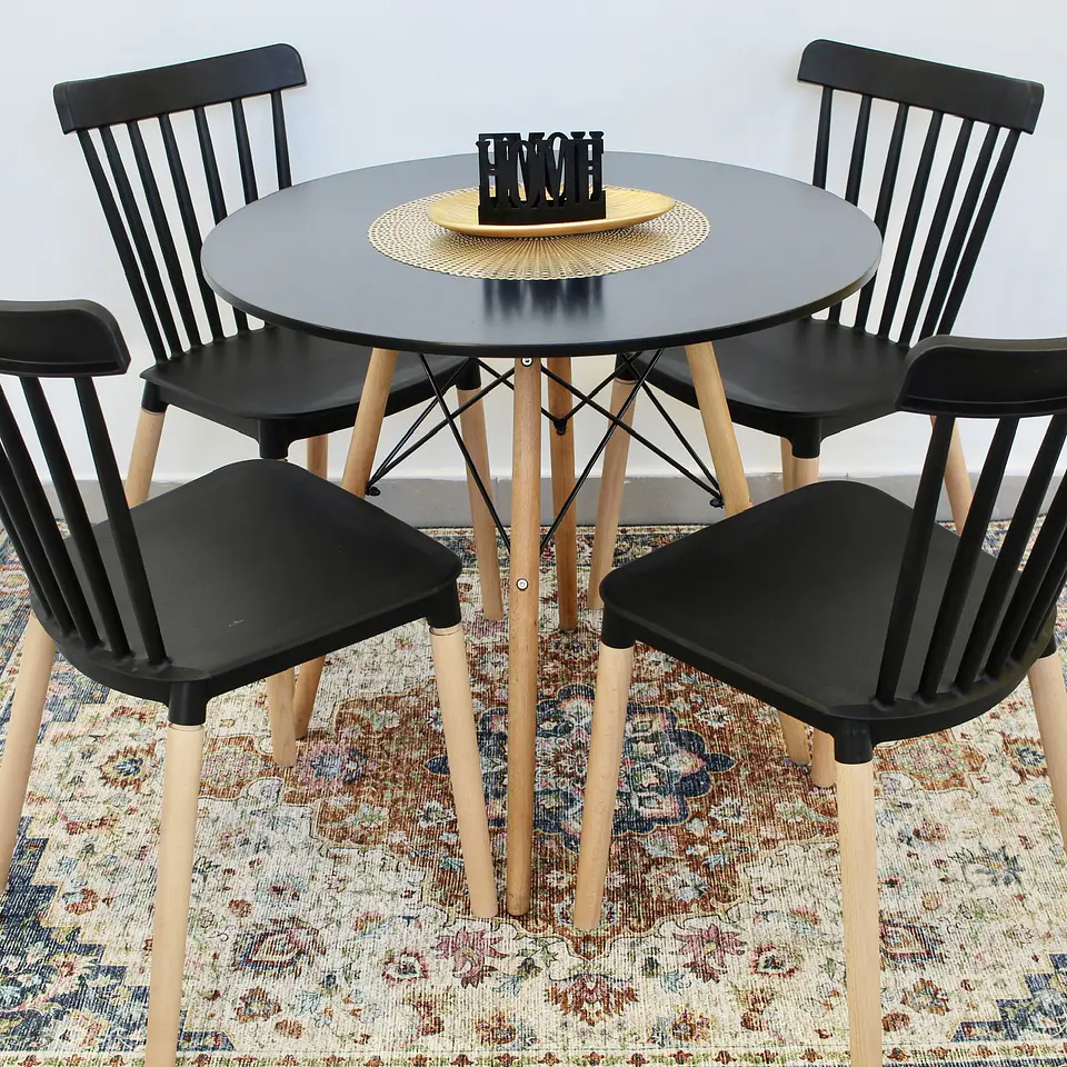 Comedor Redondo Eames de 80cm + 4 Sillas Windsor  3