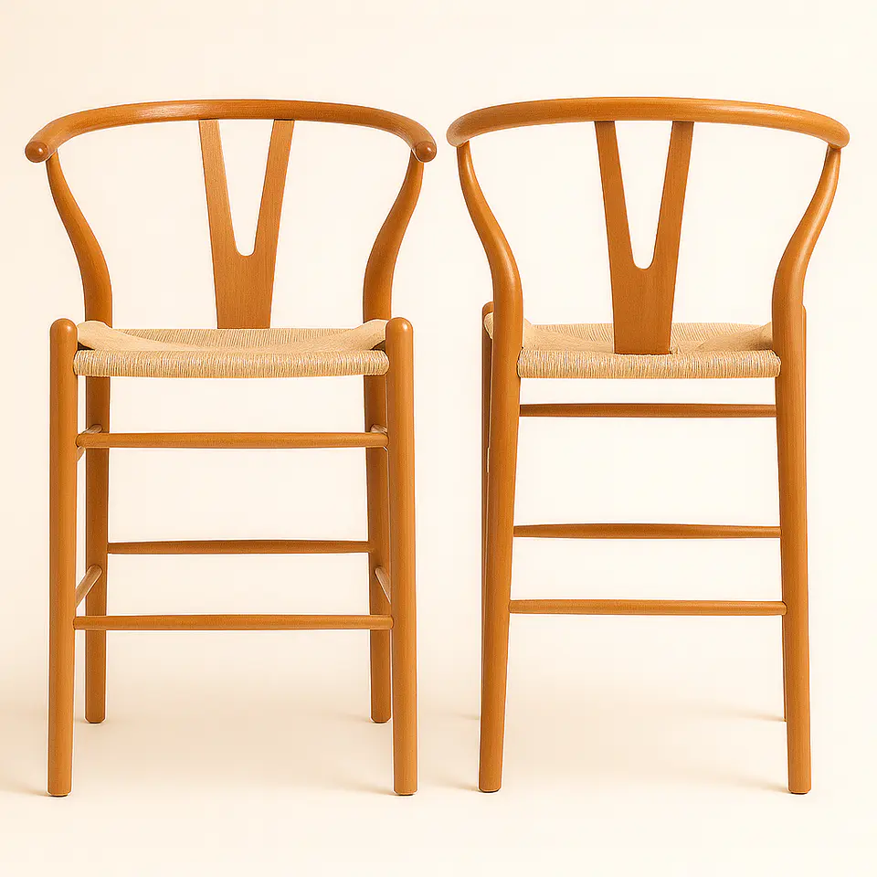 Pack de 2 Taburetes Wishbone de Madera 66cm 1