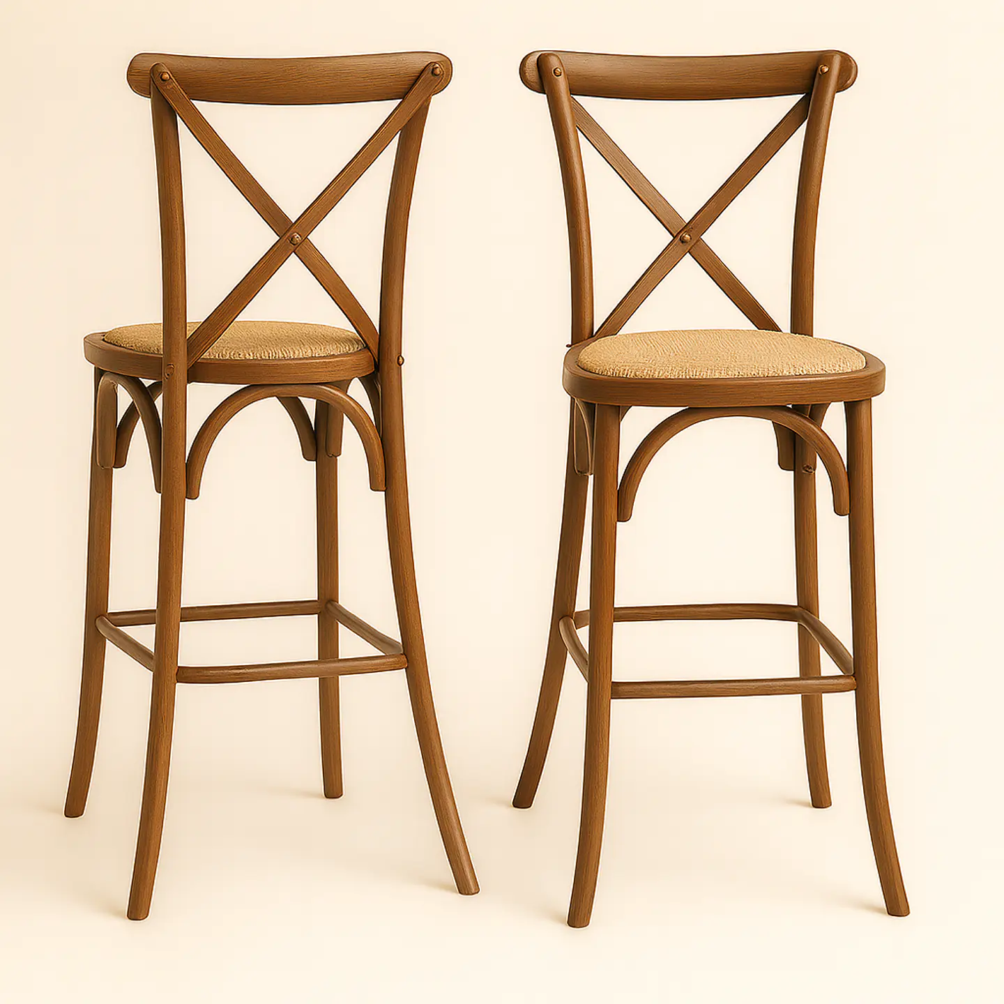 Pack de 2 Taburetes Crossback de Madera 66cm 4