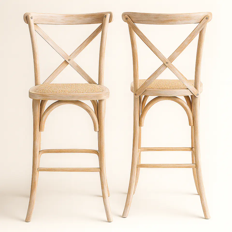 Pack de 2 Taburetes Crossback de Madera 66cm 5