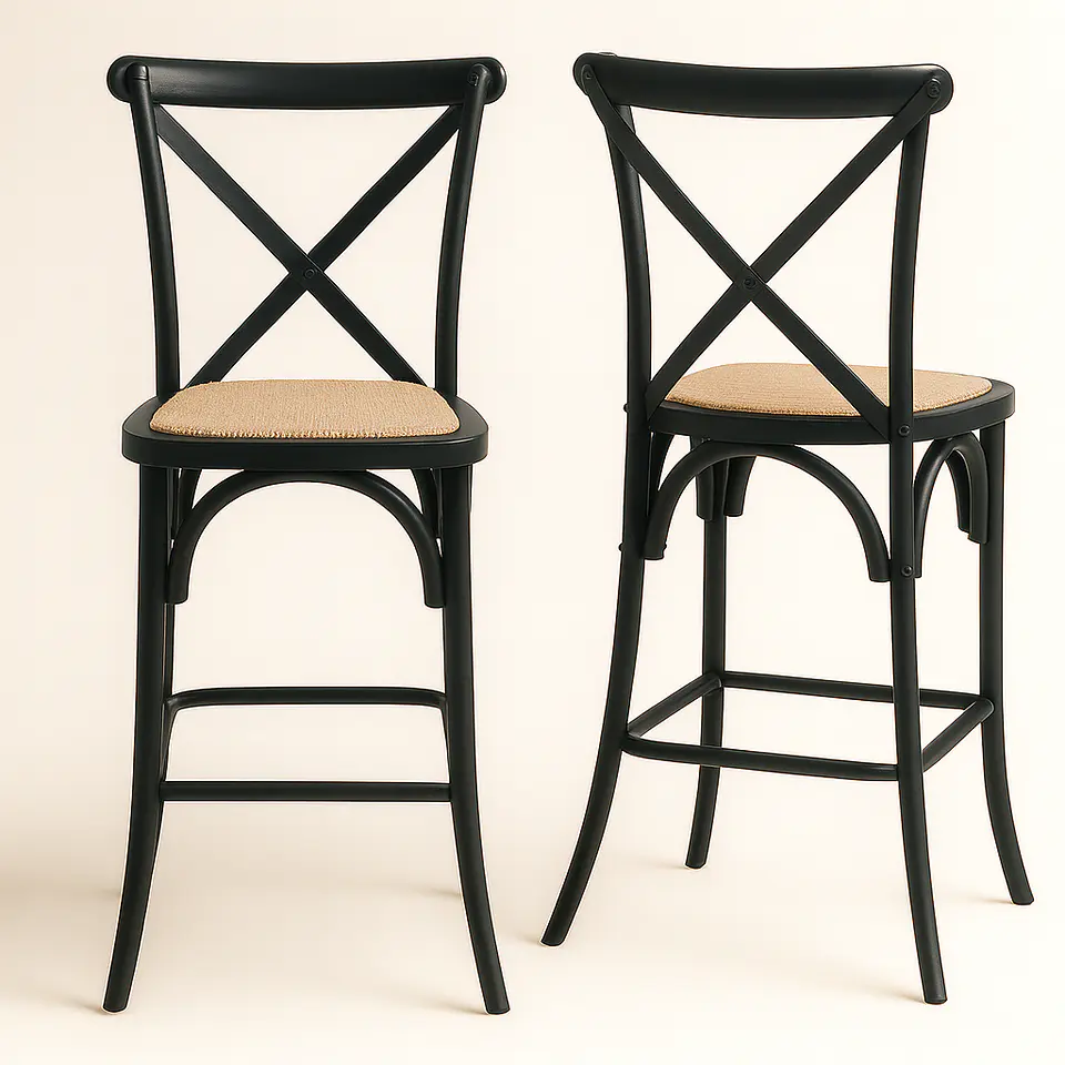 Pack de 2 Taburetes Crossback de Madera 66cm 2