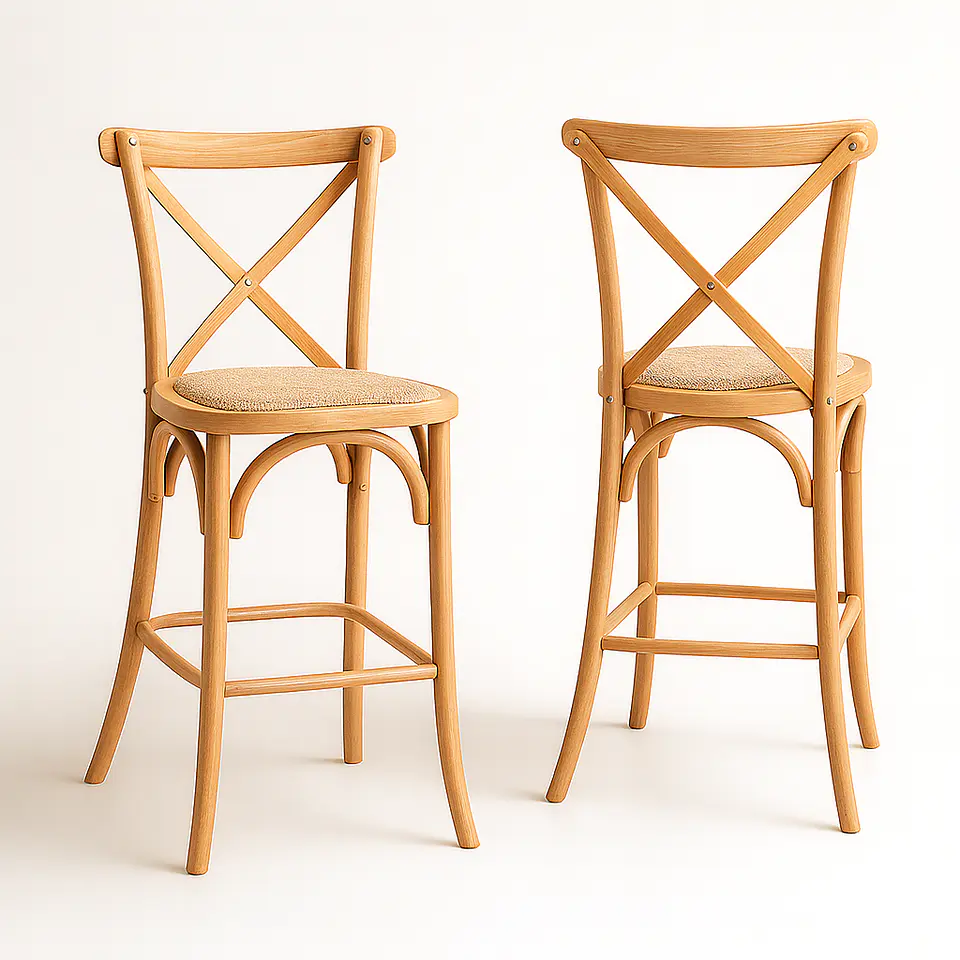 Pack de 2 Taburetes Crossback de Madera 66cm 1