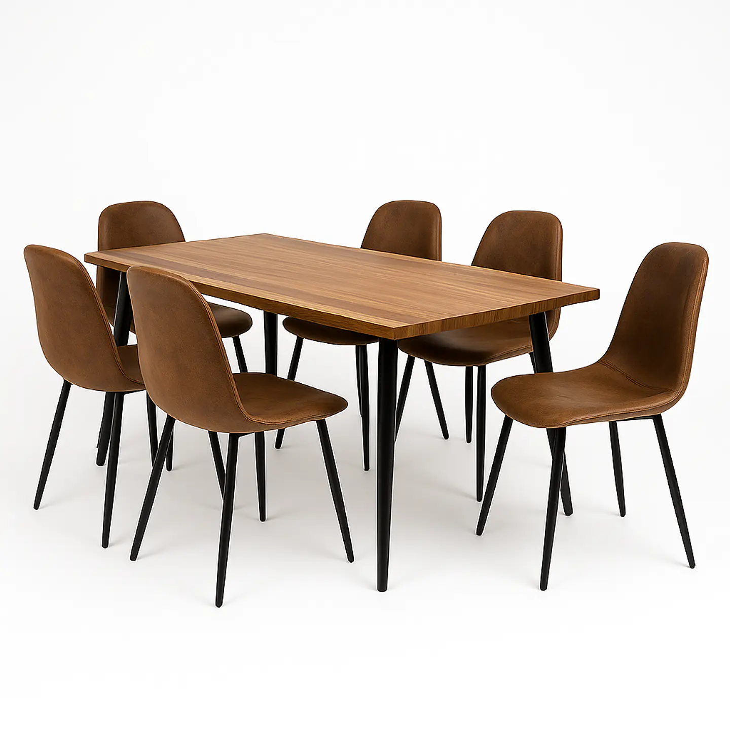 Set Comedor Mesa Rusti Rectangular + Sillas Eames Ecocuero 1