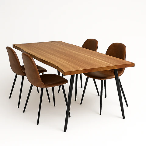 Set Comedor Mesa Rusti Rectangular + Sillas Eames Ecocuero