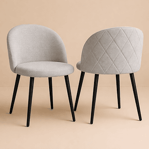 Pack de 2 Sillas Berna Lino Base Negro 