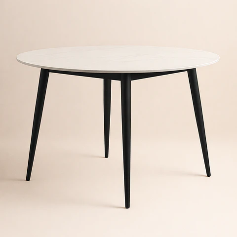 Mesa de Cuarzo Redonda Calacatta Soft Base Negro (100cm, 120cm)