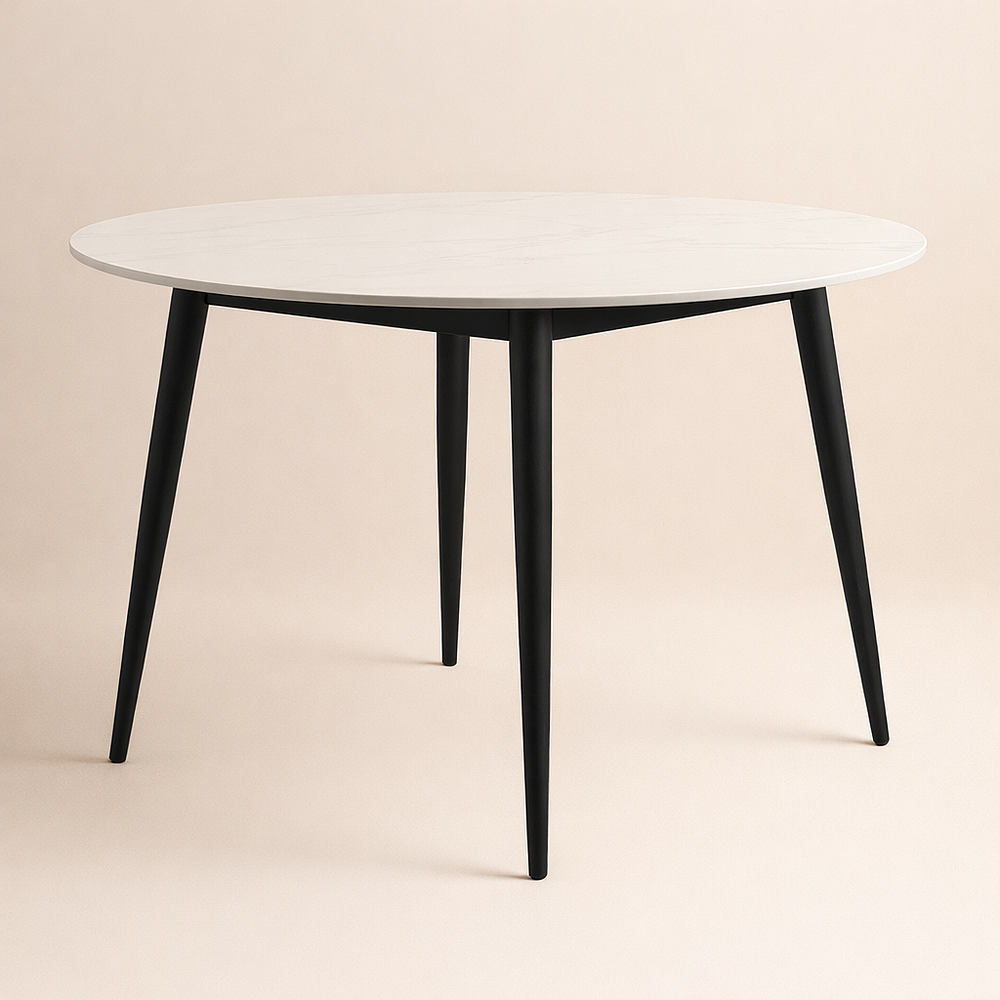 Mesa de Cuarzo Redonda Calacatta Soft Base Negro (100cm, 120cm) 1