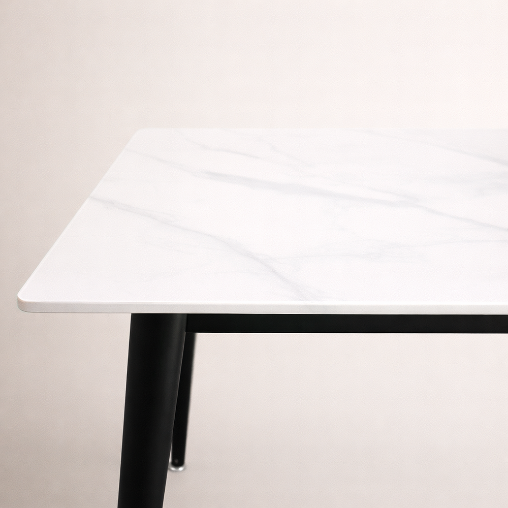 Mesa de Cuarzo Rectangular Calacatta Soft Base Negro (140x80cm, 160x90cm, 180x100cm) 2