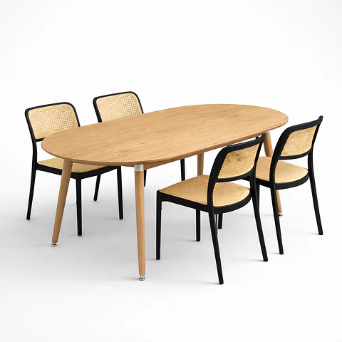 Comedor Wood Extensible + 4 Sillas Aia
