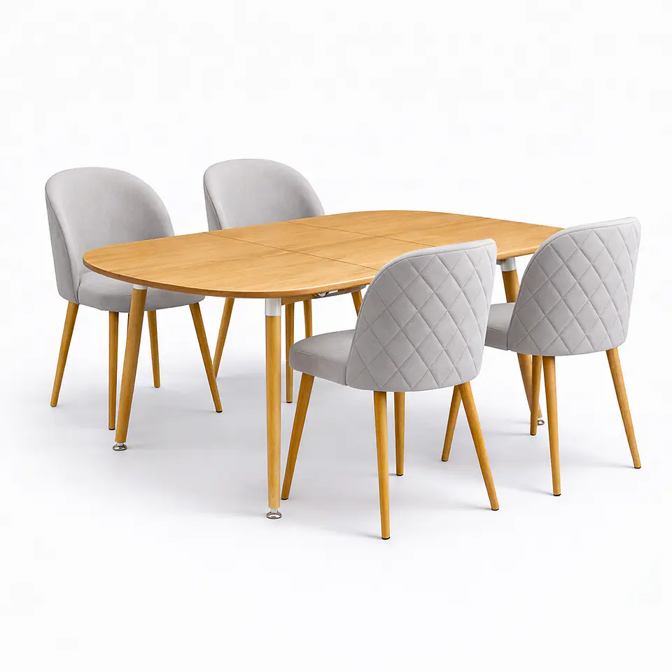 Mesa Extensible + Sillas Berna Velvet Oak 2