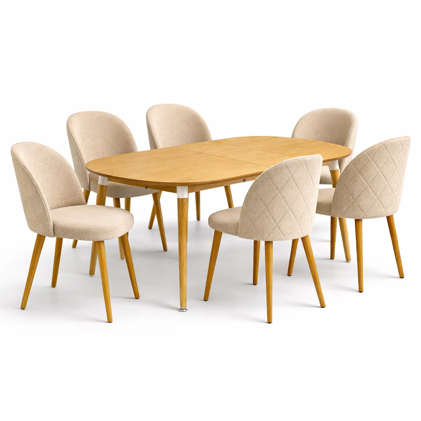 Mesa Extensible + Sillas Berna Lino Oak 2