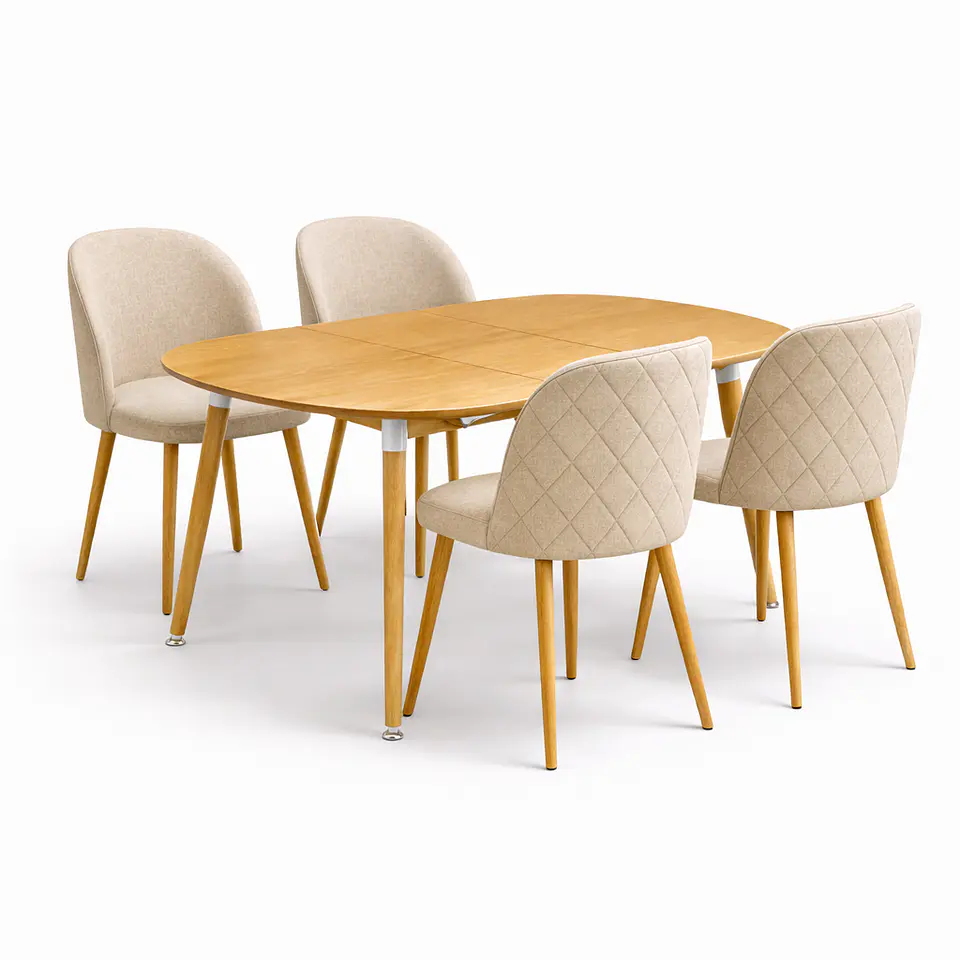 Mesa Extensible + Sillas Berna Lino Oak 4