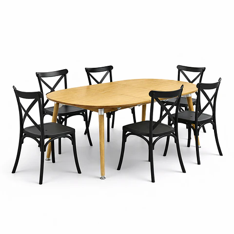 Mesa Extensible + Sillas Crossback Basic