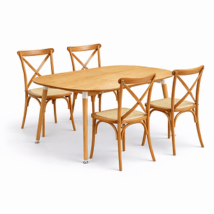 Mesa Extensible + Sillas Crossback de Madera