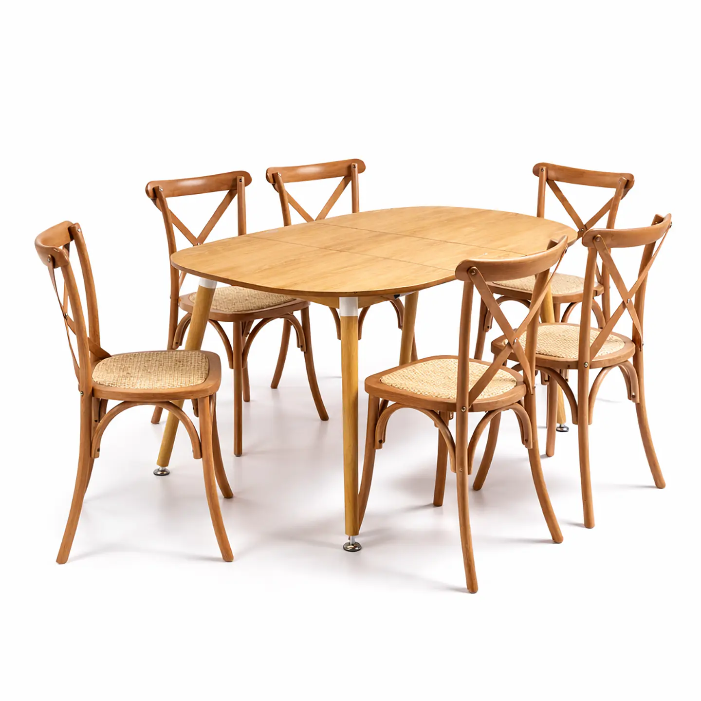 Mesa Extensible + Sillas Crossback de Madera 2