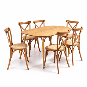 Mesa Extensible + Sillas Crossback de Madera